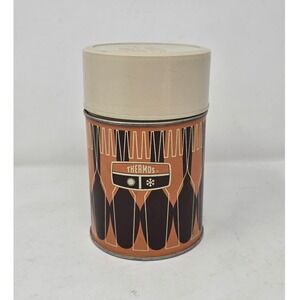 Vintage 1971 King Seeley thermos Fork & Spoon Design 10 oz retro orange hot/cold